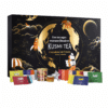 Coffret noir illustré voyage Calendrier de l’Avent Kusmi Tea 2025 avec 24 thés bio variés et infusions, cadeau pour amateurs de thé premium, homme ou femme
