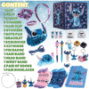 Calendrier de l’Avent Stitch 2025 Disney avec 24 surprises papeterie, bijoux, mini-figurines et décorations festives pour fans et enfants.