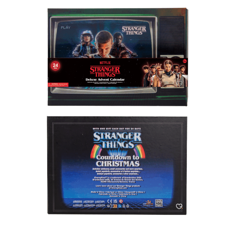 Calendrier de l’Avent Stranger Things 2025 deluxe avec 24 surprises papeterie et objets collectors saison 5 pour fans Netflix.