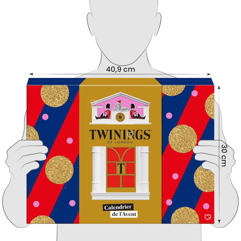 Calendrier de l’Avent Twinings 2025 contenant 24 sachets de dégustation, thés parfumés et infusions gourmandes pour amateurs de thé.