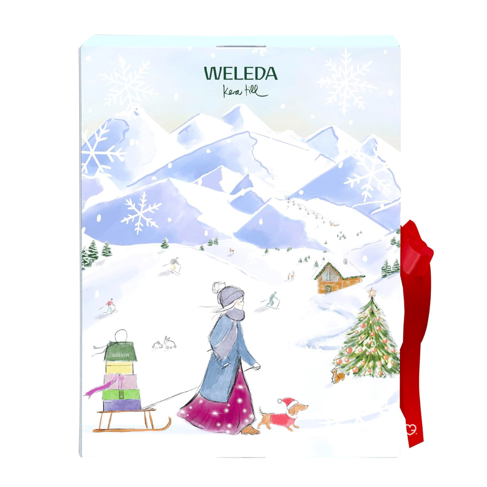 Calendrier de l’Avent Weleda 2025 avec 24 soins beauté bio et graines, coffret naturel et festif pour femmes en quête de bien-être.