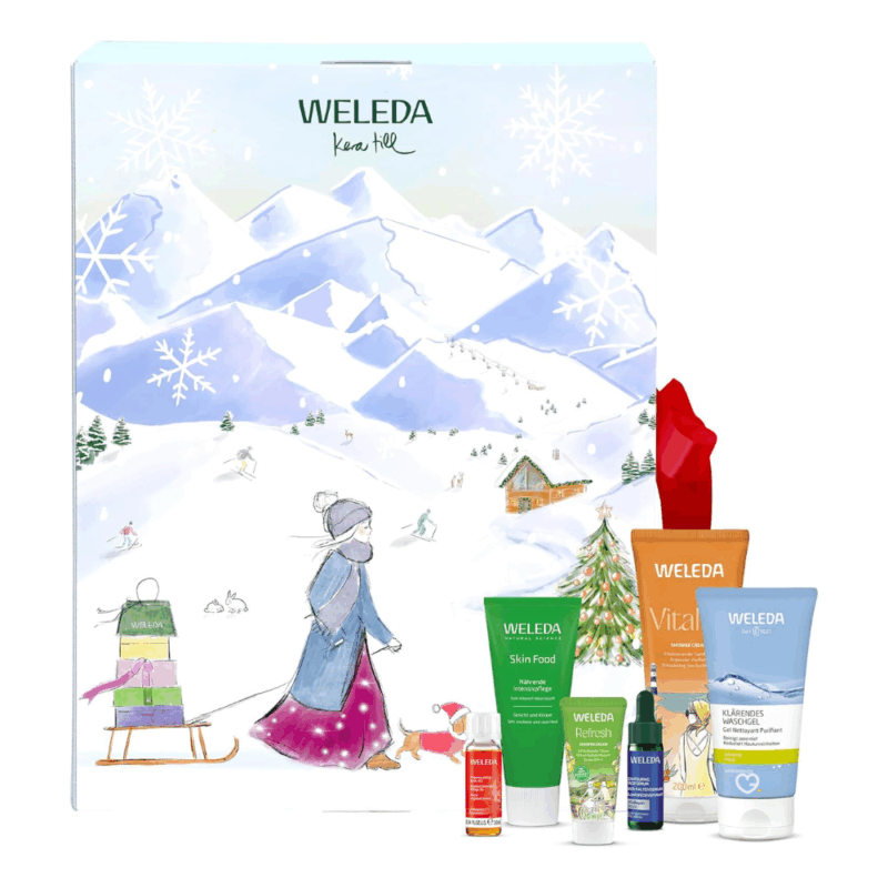 Calendrier de l’Avent Weleda 2025 avec 24 soins beauté bio et graines, coffret naturel et festif pour femmes en quête de bien-être.