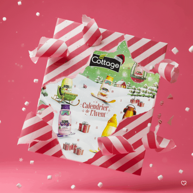 Calendrier de l’Avent Cottage 2025 avec 24 soins beauté cocooning pour femmes : douches lait hydratantes, senteurs gourmandes et décor hivernal idéal pour femme et jeune fille