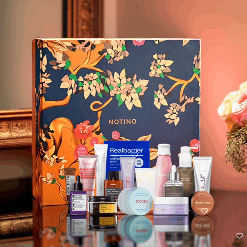 Calendrier de l’Avent Kbeauty Notino 2025 édition limitée, 24 soins coréens multimarque pour visage, corps, cheveux et maquillage pour femme aime beauté.
