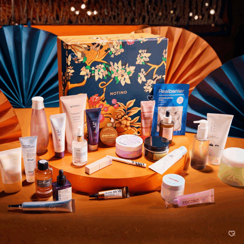 Calendrier de l’Avent Kbeauty Notino 2025 édition limitée, 24 soins coréens multimarque pour visage, corps, cheveux et maquillage pour femme aime beauté.