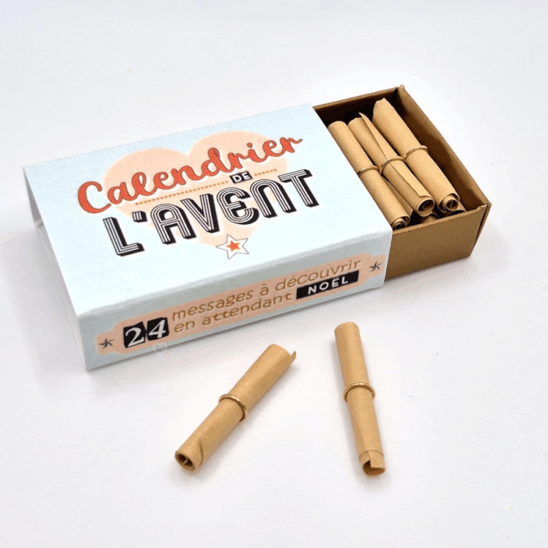 Calendrier de l’Avent Mini message personnalisé 2025 avec 24 messages émouvants faits main, idée cadeau originale pour adultes sensibles et créatifs.