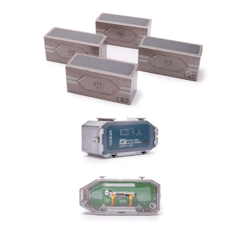Calendrier de l’Avent Star Wars Sabres Laser 2025 avec 12 mini sabres collector inspirés de Yoda, Dooku et Mace Windu, idéal pour fans enfant et homme fans de l'univers Star Wars.