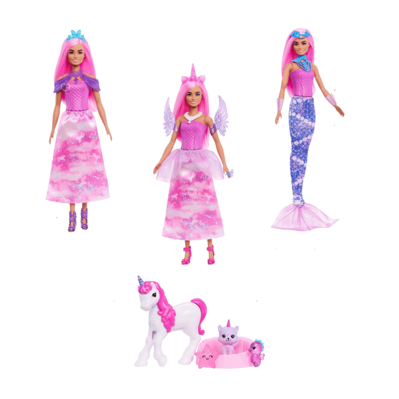 Calendrier de l’Avent Barbie Sirène 2025 avec 24 surprises : poupée, animaux féeriques et accessoires magiques pour fille fan de Barbie ou poupée.