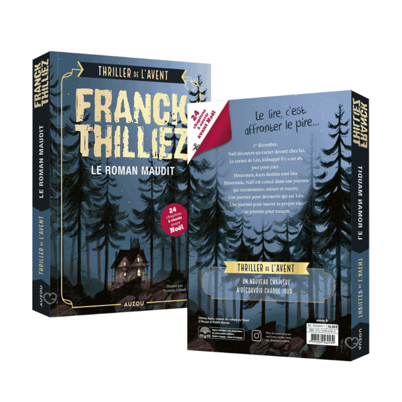 Calendrier de l’Avent Thriller de l'Avent 2025, livre de 24 chapitres de Franck Thilliez pour lecteurs passionnés de suspense et mystère de Noël, ideal adolescent