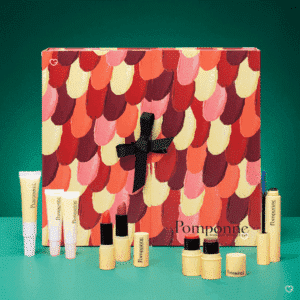 Calendrier de l’Avent Pomponne 2025 coffret beauté vegan avec 24 produits make-up et maquillage full size et accessoires éthiques pour femme.