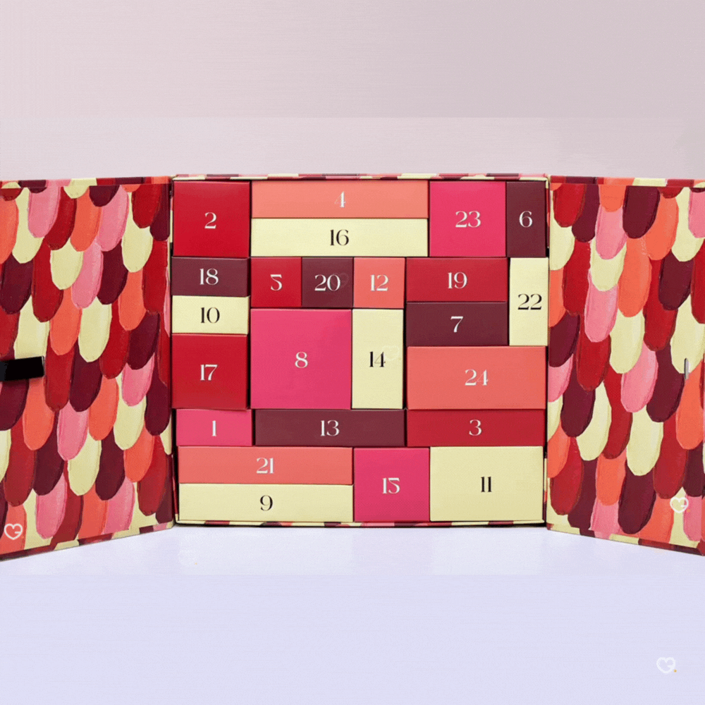 Calendrier de l’Avent Pomponne 2025 coffret beauté vegan avec 24 produits make-up et maquillage full size et accessoires éthiques pour femme.