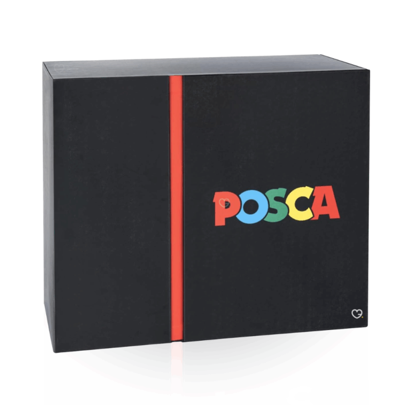 Calendrier de l’Avent POSCA 2025 avec 24 produits de papeterie créative, feutres colorés et accessoires DIY pour amateurs d’art et de dessin.