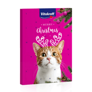 Calendrier de l’Avent pour chat Vitakraft 2025 avec 24 friandises liquides au saumon et autres saveurs naturelles, idéal pour gâter son chat à Noël.
