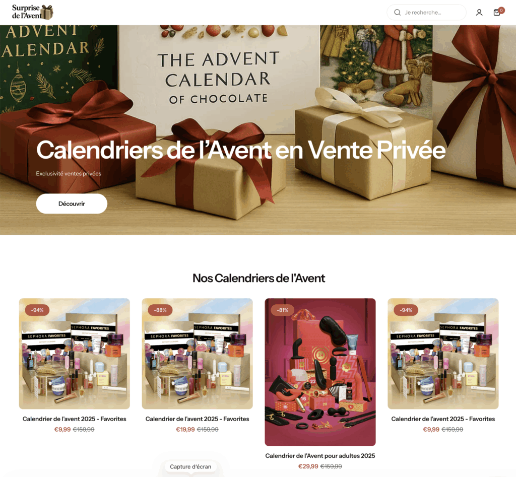 site arnaque calendrier avent
