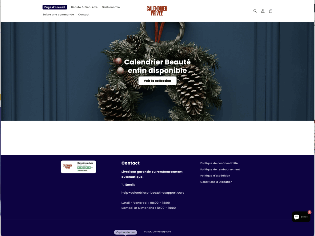 site arnaque calendrier avent