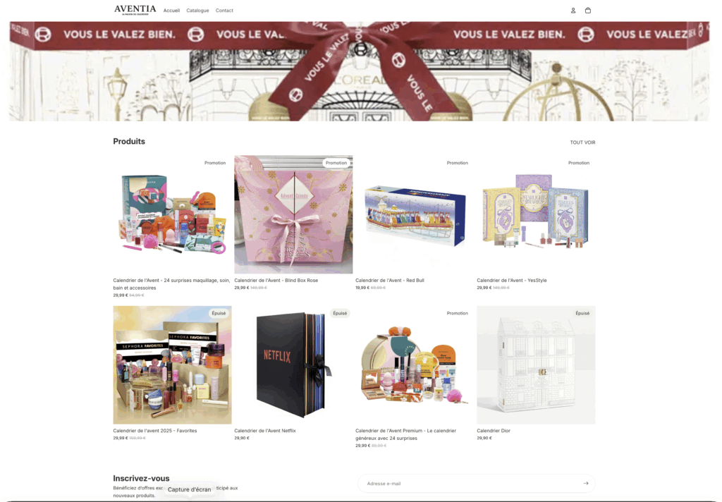 site arnaque calendrier avent AVENTTIA