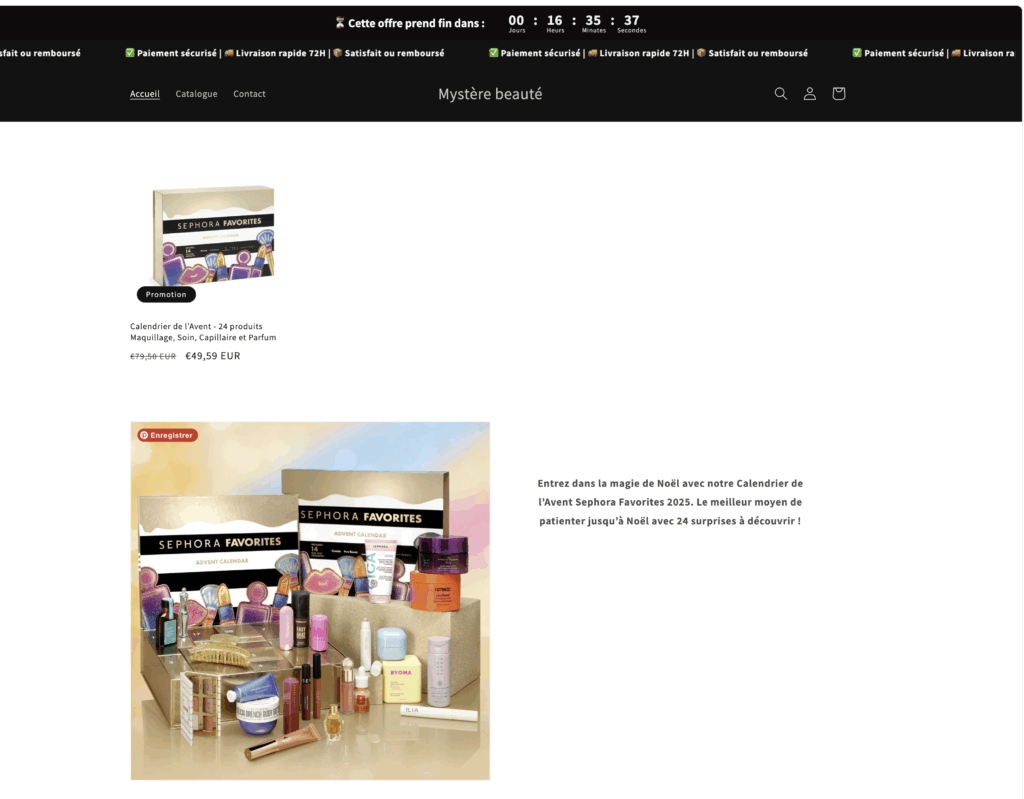 site arnaque calendrier avent mysterebeaute shop