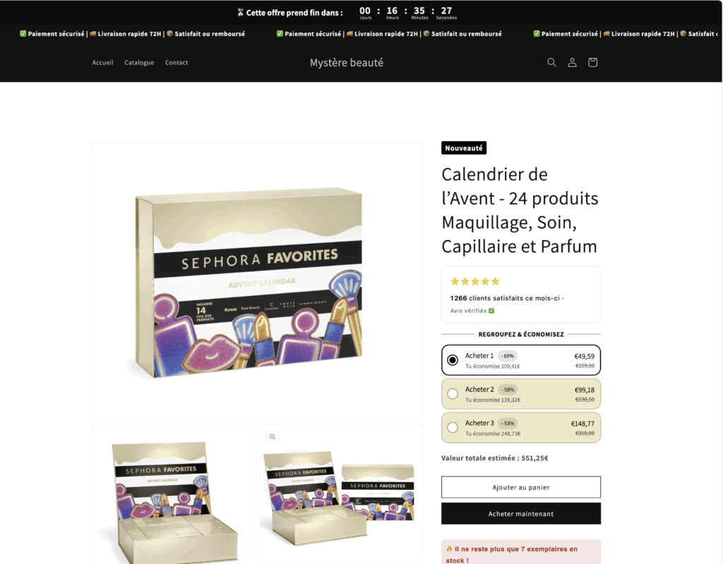 site arnaque calendrier avent mysterebeaute shop