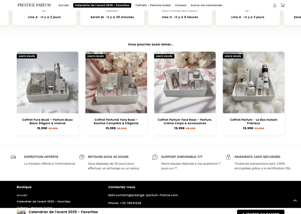 site arnaque calendrier avent