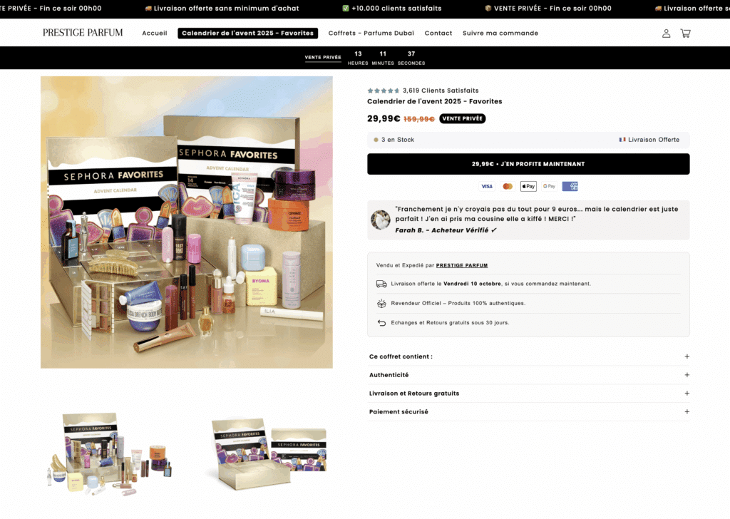site arnaque calendrier avent