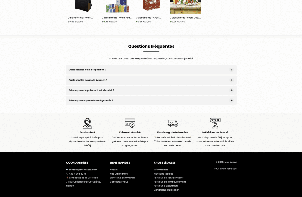 site frauduleux de calendrier de l avent