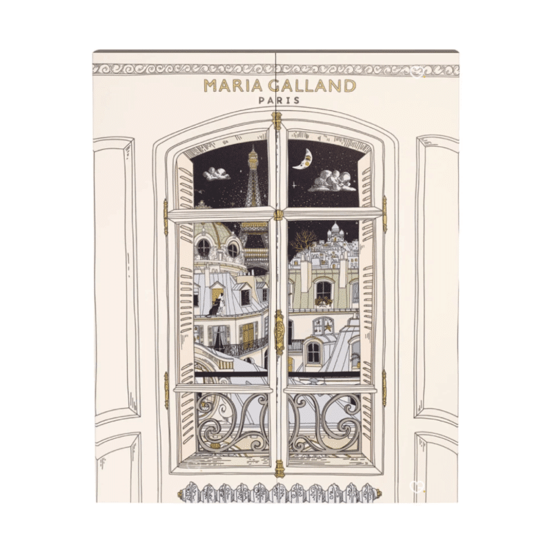 Calendrier de l’Avent Maria Galland 2025, coffret beauté luxe avec 24 soins visage, yeux, lèvres et accessoires pour femme raffinée