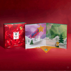 Calendrier de l’Avent starbucks 2025 gourmand avec 24 surprises caféinées, accessoires et goodies exclusifs pour amateur de café.