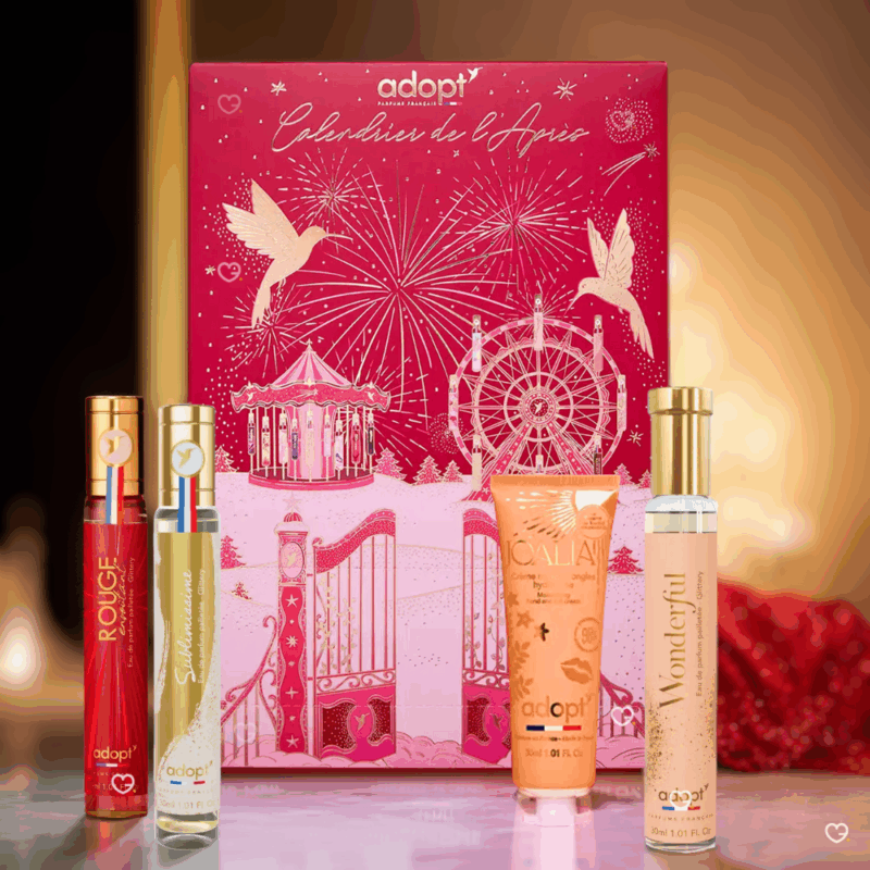 calendrier de l'apres adopt 2025 contenant 6 parfums et soins beauté corps pour femme