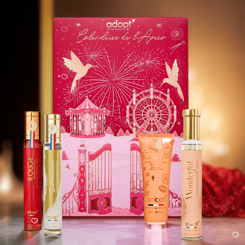 calendrier de l'apres adopt 2025 contenant 6 parfums et soins beauté corps pour femme