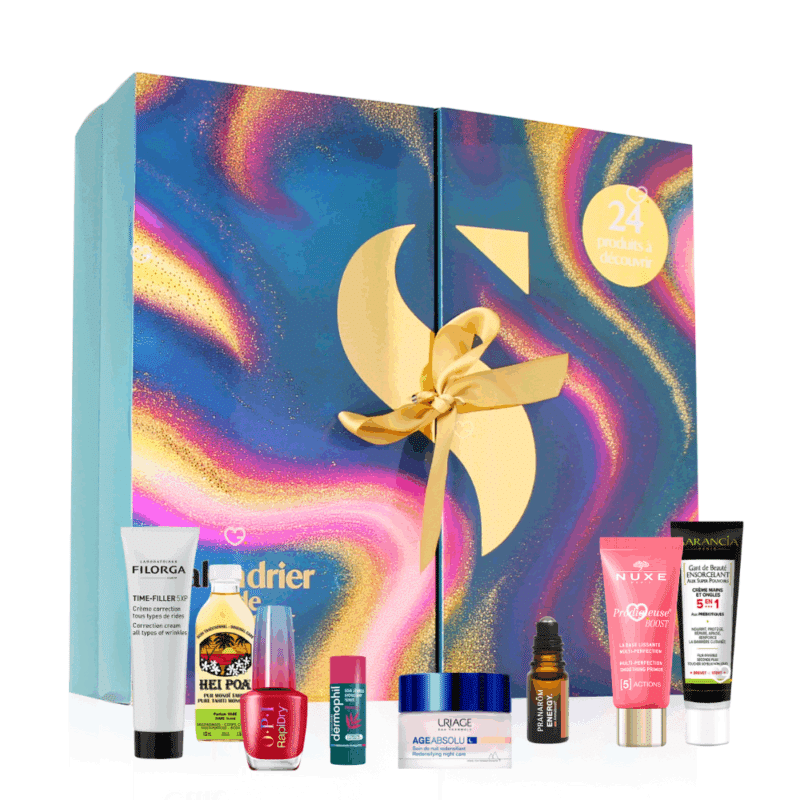 Calendrier de l’Avent Elsie Santé 2025 beauté renfermant 24 soins et accessoires, coffret festif idéal pour femme adepte du bien-être.