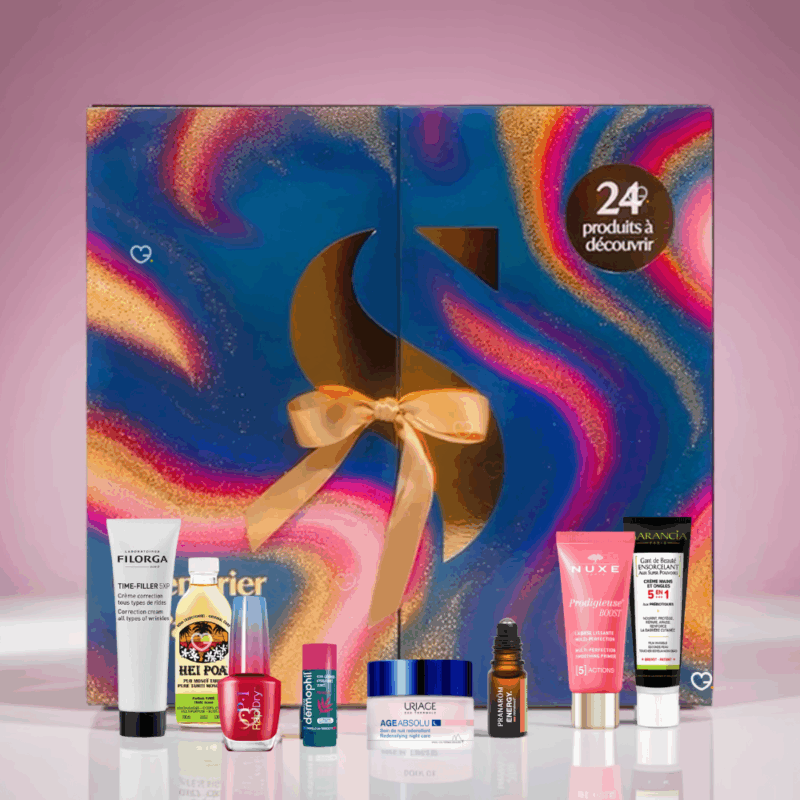 Calendrier de l’Avent Elsie Santé 2025 beauté renfermant 24 soins et accessoires, coffret festif idéal pour femme adepte du bien-être.