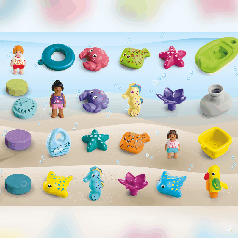 Calendrier de l’Avent Playmobil Junior & Tinti 2025 contenant 24 jouets et accessoires Aqua colorés, bateau et figurines marines pour bébé et enfants de 1 à 4 ans