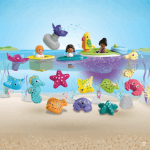 Calendrier de l’Avent Playmobil Junior & Tinti 2025 contenant 24 jouets et accessoires Aqua colorés, bateau et figurines marines pour bébé et enfants de 1 à 4 ans
