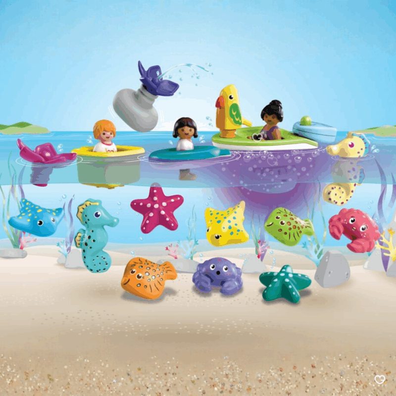 Calendrier de l’Avent Playmobil Junior & Tinti 2025 contenant 24 jouets et accessoires Aqua colorés, bateau et figurines marines pour bébé et enfants de 1 à 4 ans