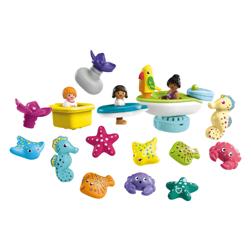 Calendrier de l’Avent Playmobil Junior & Tinti 2025 contenant 24 jouets et accessoires Aqua colorés, bateau et figurines marines pour bébé et enfants de 1 à 4 ans