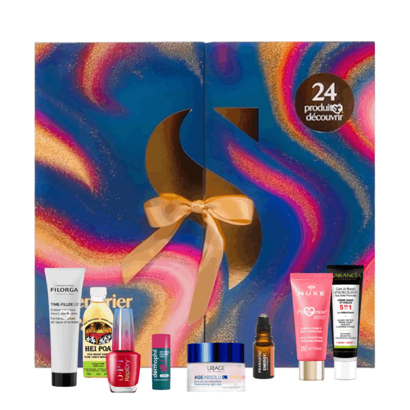 Calendrier de l’Avent Elsie Santé 2025 beauté renfermant 24 soins et accessoires, coffret festif idéal pour femme adepte du bien-être.