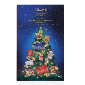 Coffret Lindt XXL Calendrier de l’Avent Lindt Géant 2025 avec 24 chocolats et confiseries en format taille réelle, coffret rouge généreux idéal pour famille, couple et amateur de chocolat.