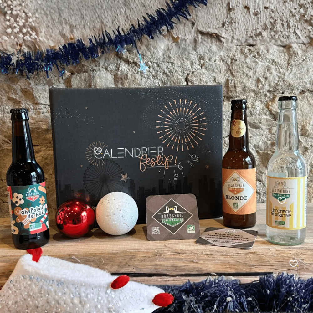 Coffret artisanal Calendrier de l’Après Bière 2025 contenant 7 bières et 1 limonade artisanale