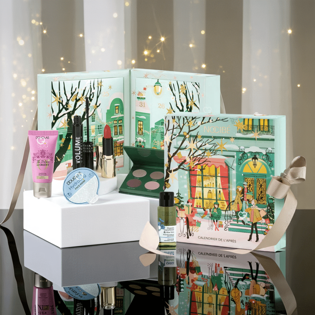Calendrier de l apres nocibe 2025 contenant 7 produits de soin, beauté et maquillage
