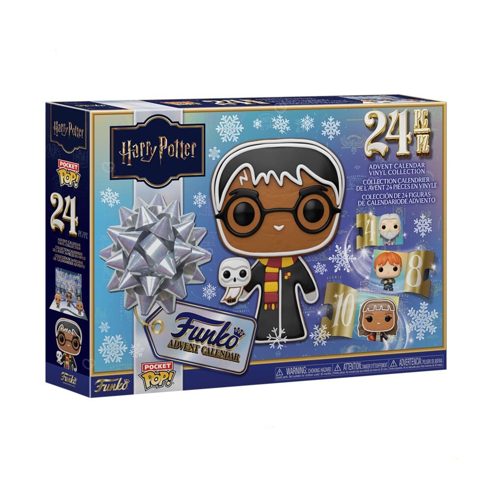Calendrier de l'Avent Funko Pocket POP Harry Potter 2026, boîte fermée avec la figurine Harry Potter et 24 cases de Noël