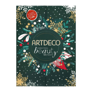 Calendrier de l'Avent Artdeco 2026, coffret vert a couronne festive, edition limitee maquillage.