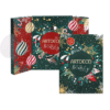 Calendrier de l'Avent Artdeco 2026 vu de face et de profil, packaging vert et rouge de Noel.
