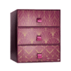 Coffret fermé du calendrier de l'Avent AsamBeauty Premium 2026, boîte violet et or à motif art déco et trois tiroirs
