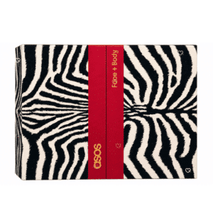 Calendrier de l'Avent ASOS Face + Body 2026, coffret fermé à imprimé zébré
