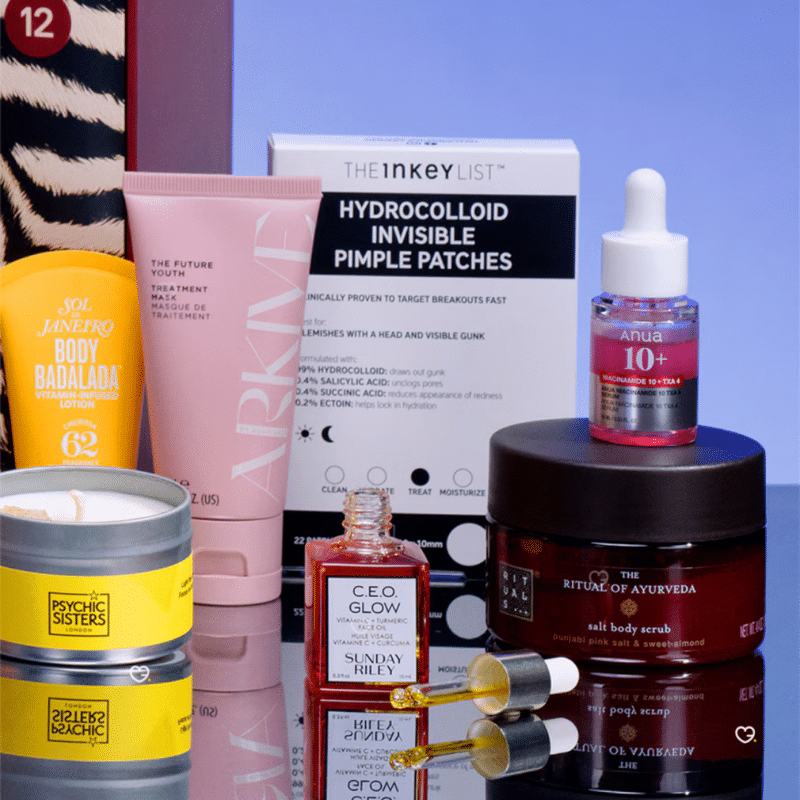 Produits The INKEY List, ARKIVE et Sunday Riley du calendrier ASOS 2026