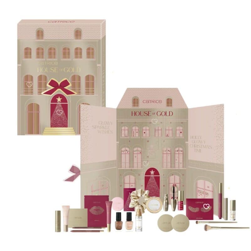 Calendrier de l'Avent Catrice House Of Gold 2026, la maison doree fermee, ouverte et son contenu maquillage