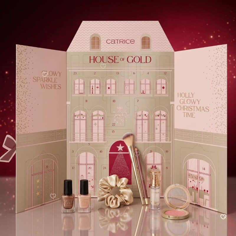 Calendrier de l'Avent Catrice House Of Gold 2026, vernis a ongles, chouchou, brume parfumee et blush