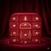 Calendrier de l Avent Charlotte Tilbury 2026 pose sur un drape rouge festif