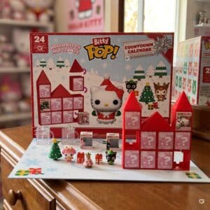 Figurines Bitty POP Hello Kitty et décor château rouge du calendrier de lAvent Funko 2026