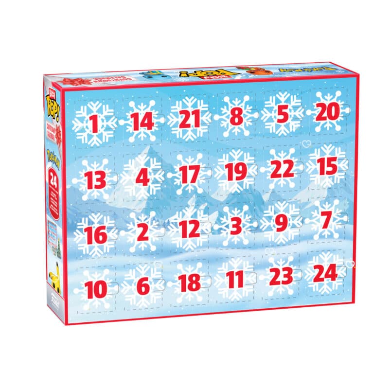 Les 24 cases numérotées du calendrier de l'Avent Funko Bitty POP! Pokémon 2026